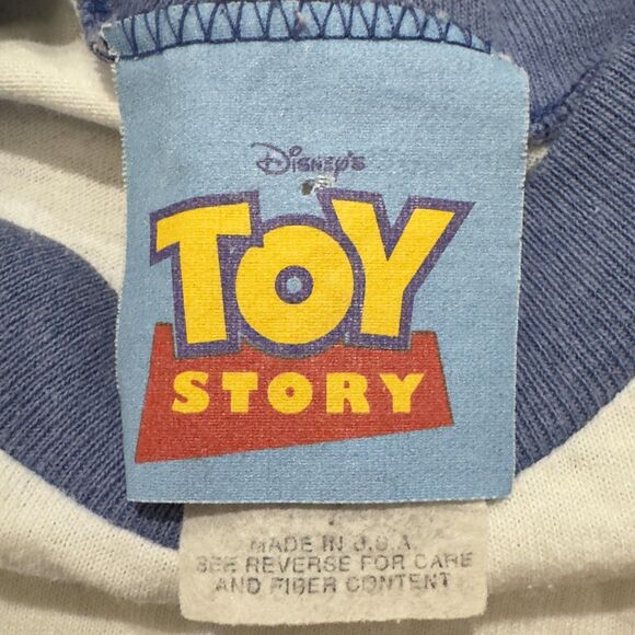 Vintage Disney Toy Story Shirt kids White Blue Buzz Woody RC Made USA 90s *READ* - Picture 7 of 12